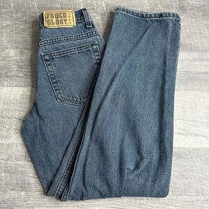 Vintage 1990s Faded Glory Girls Blue Jeans Size 16 Slim Made In USA 100% Cotton